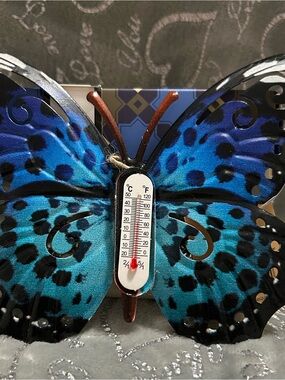 NWT Madison Blue Butterfly Wall Thermometer Accent